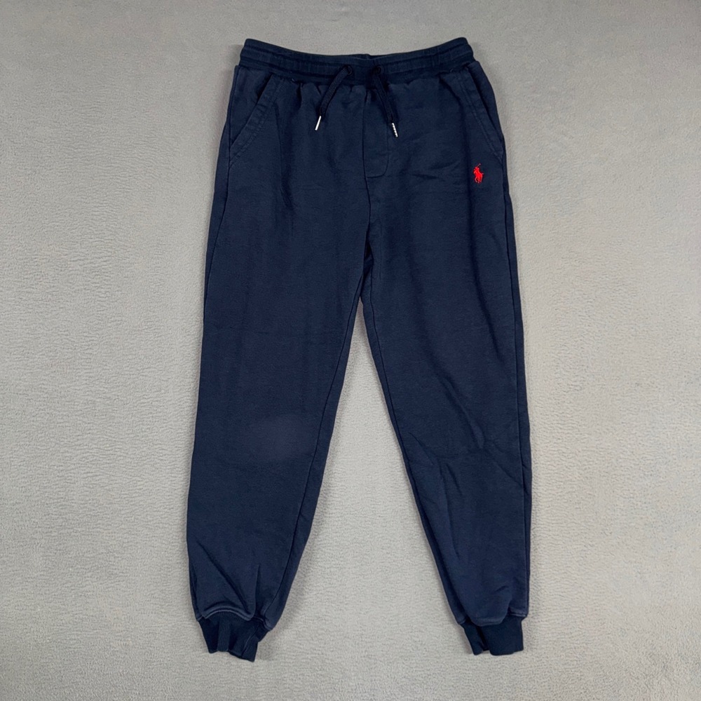 Polo Ralph Lauren Pants Mens Medium Navy Blue Athletic Joggers Cotton Red Pony